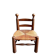 Low brutalist chair in dark wood and straw no. 2