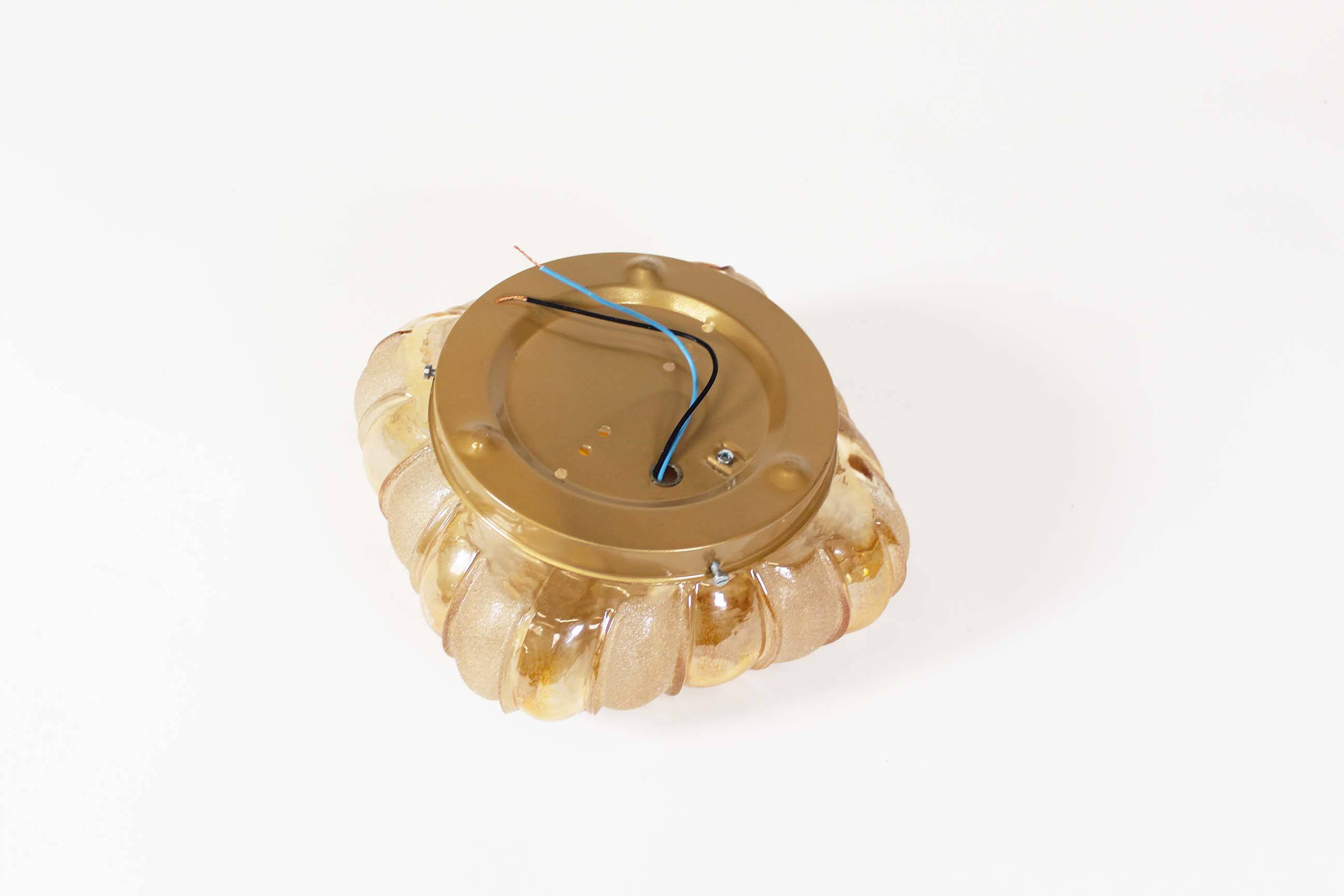 Vintage amber glass wall lamp by Wila Leuchten, Germany 1970's