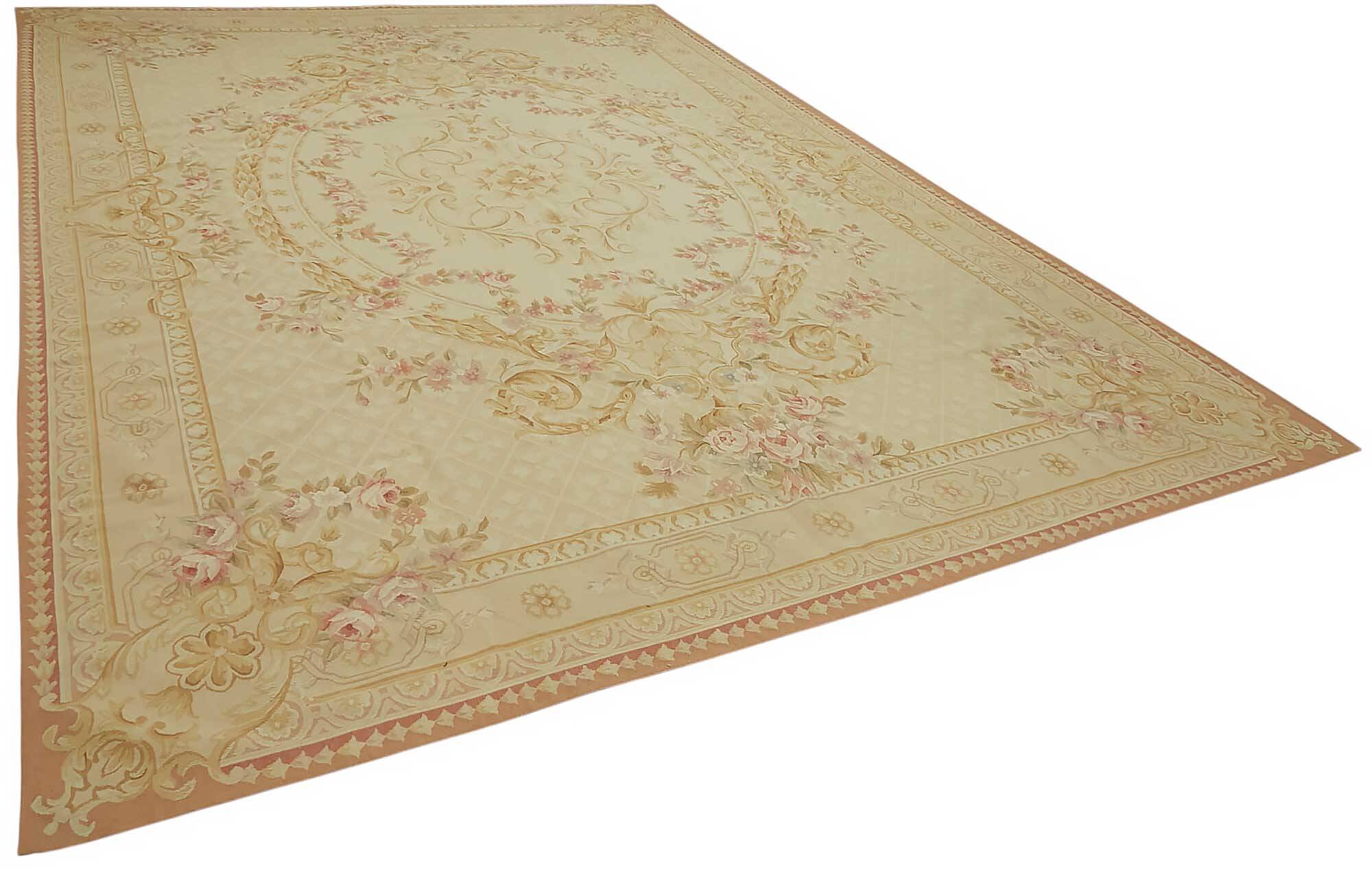 Handmade European Vintage Aubusson Kilim 301 cm x 440 cm