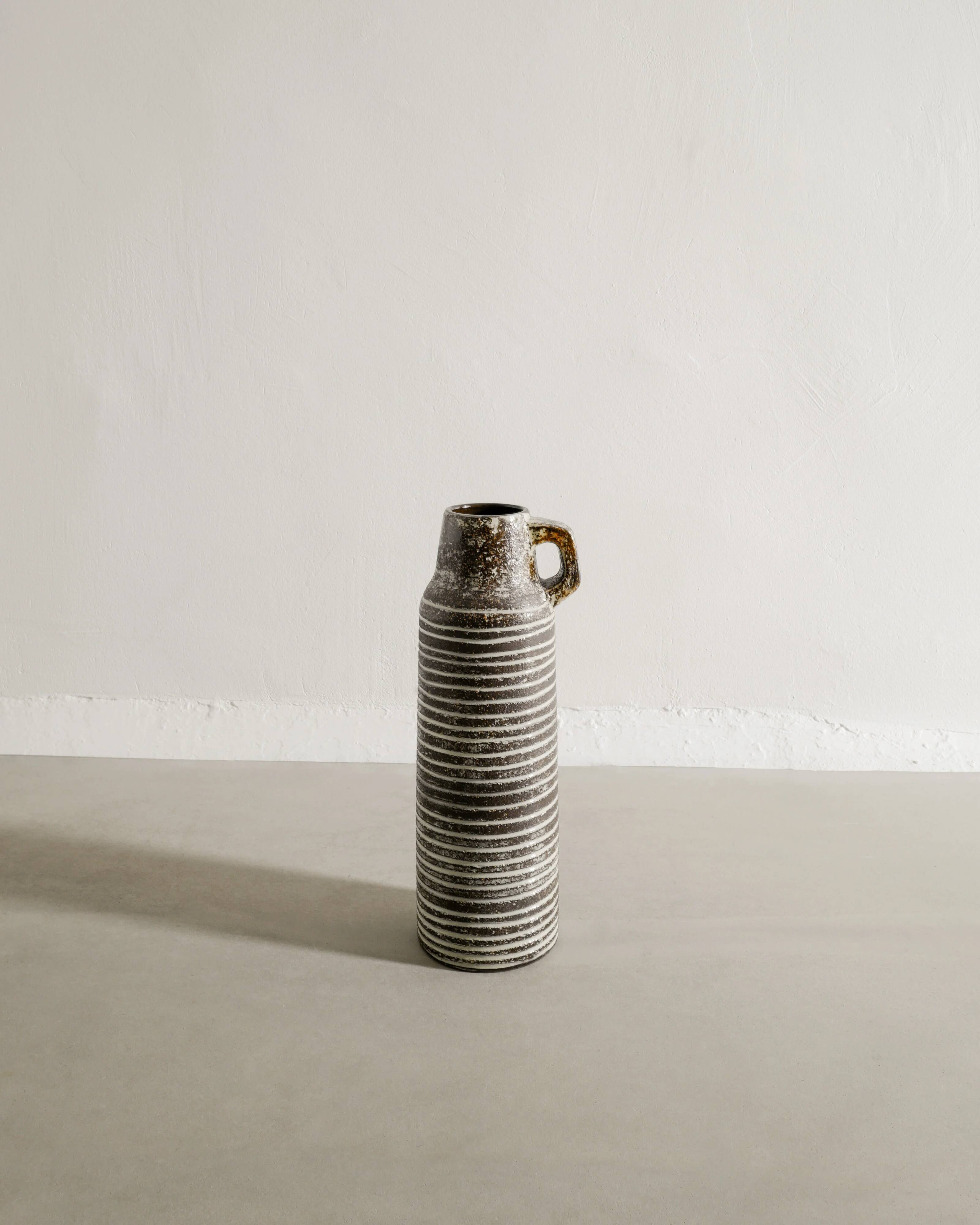 Vintage Swedish Mid Century Grey Ceramic Floorvase Ingrid Atterberg, 1950s