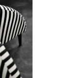 Mid-century modern Scandinavian rounded armchairs with black and white stripes, 1960s.