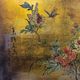 Cabinet chinois vintage avec feuille d'or, fleurs et oiseaux / bohème