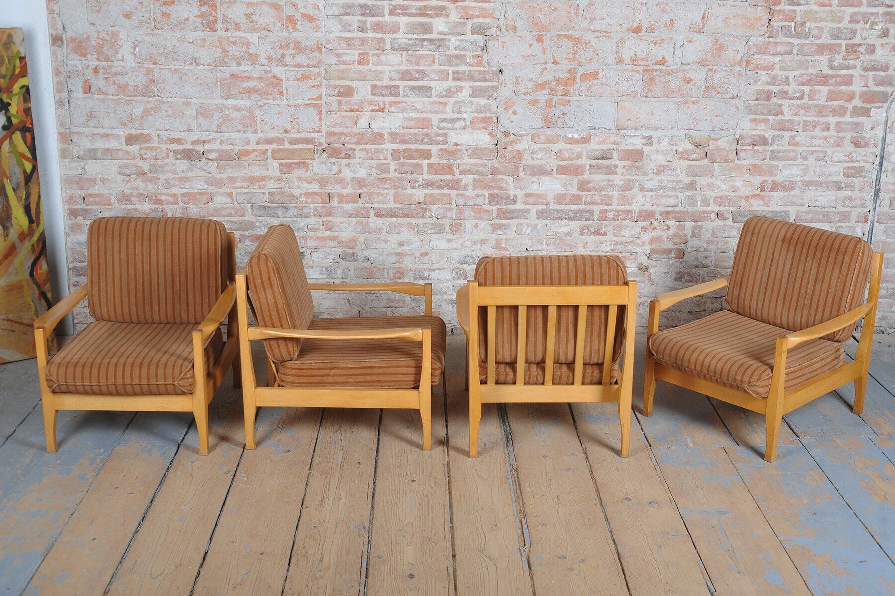 Mid-Century Armchairs attributed to Jitona Soběslav, Czech, 1960s, Set of 4