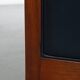 Canapé Art Déco 2,5 places avec boiseries et cuir de vachette bleu foncé