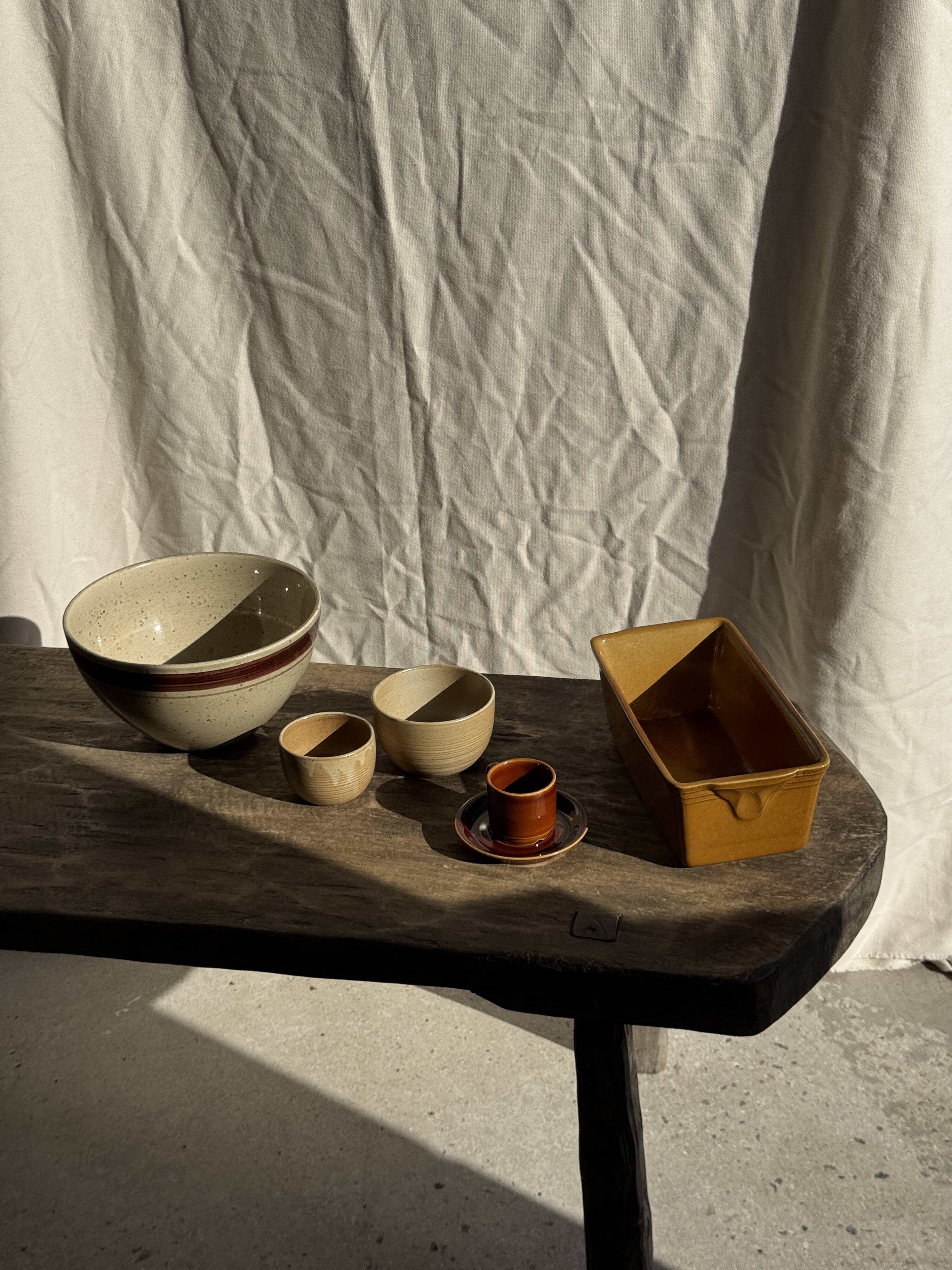 Large ceramic terrine dish in honey and caramel colour H10 L29
