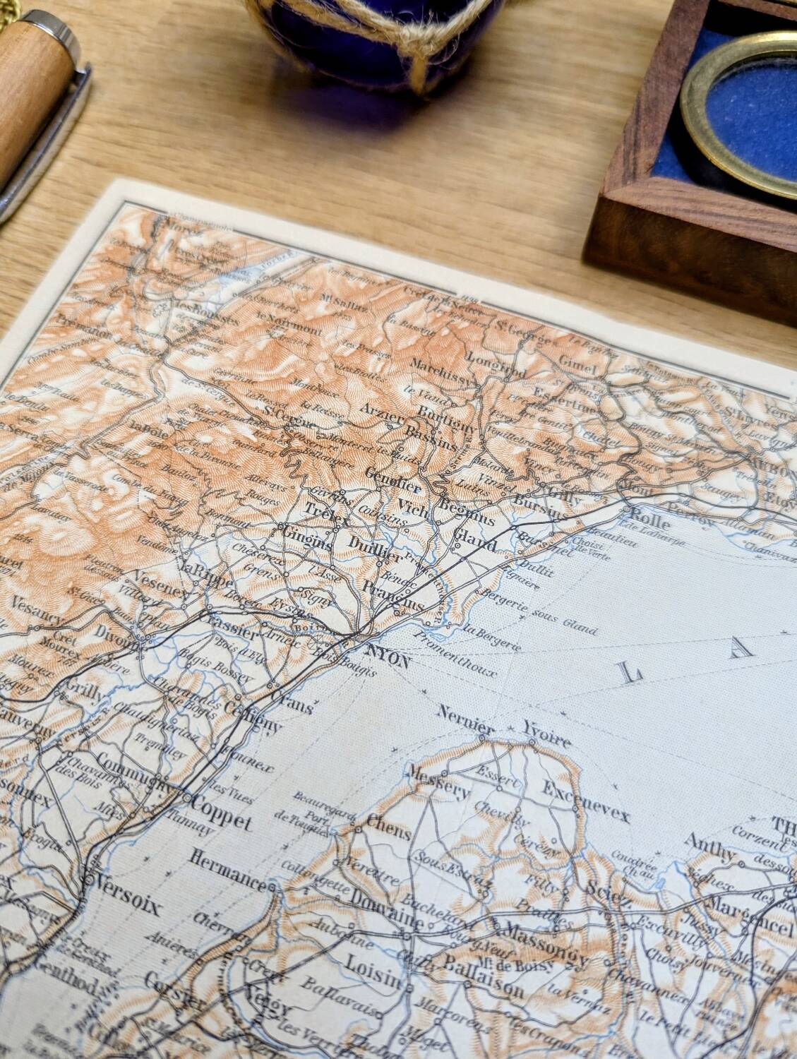 Lake Geneva, old map, printed in 1906.