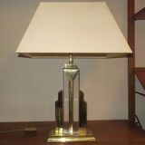 Hollywood regency Boho regency skyscraper table lamp in brass and lucite, 1970s