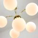 Vintage Golden & Opaline Glass 5-Arm Chandelier, 70s