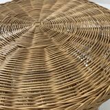 Vintage round coffee table in rattan and wicker