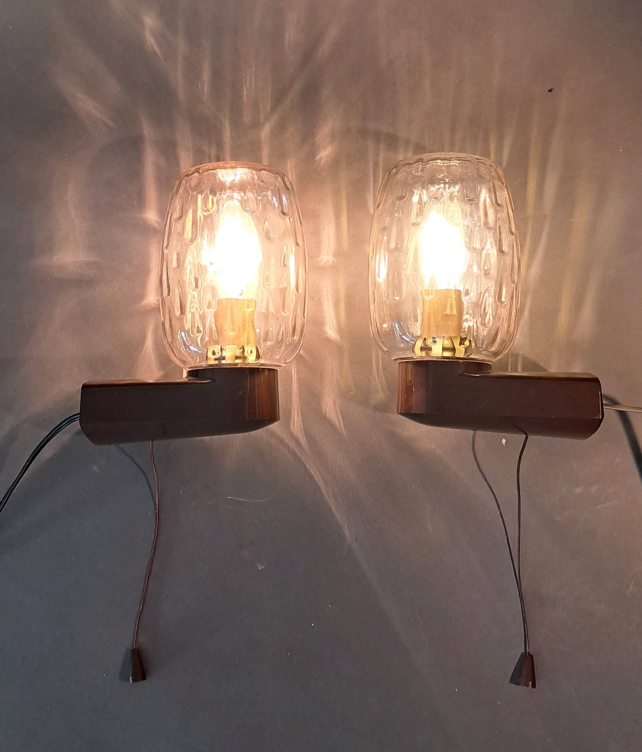 Pair of bedside sconces with RZB leuchten cords 1960 made in Germany