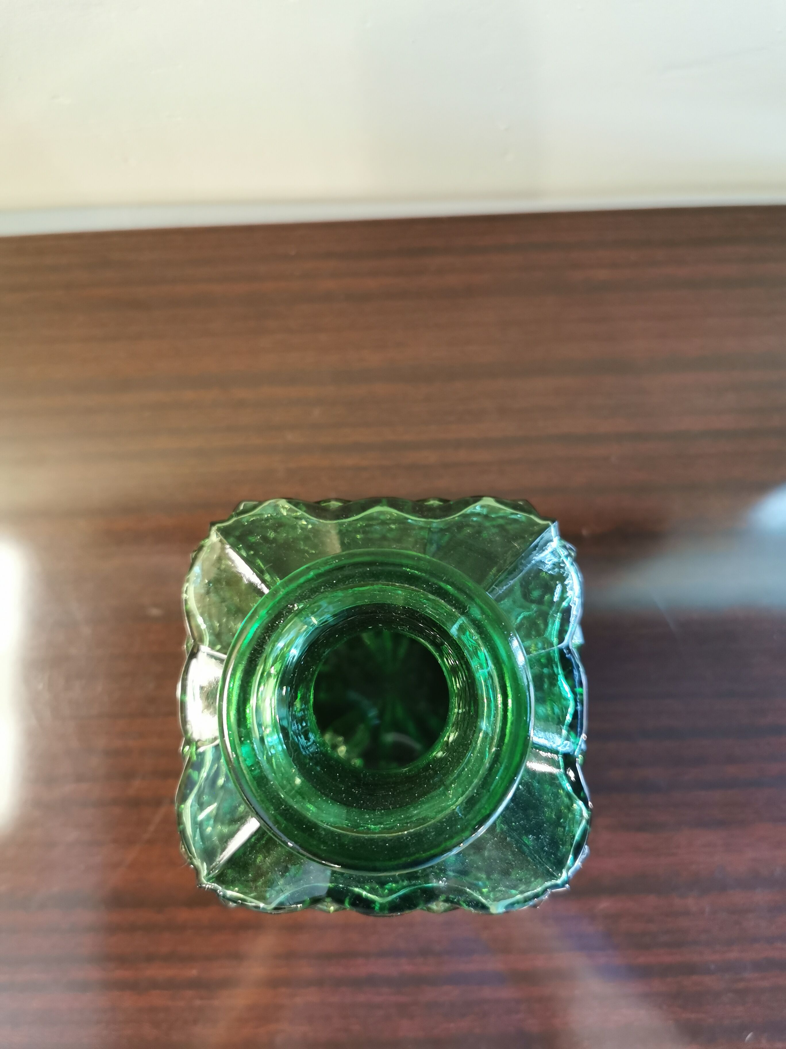 Vintage green glass decanter