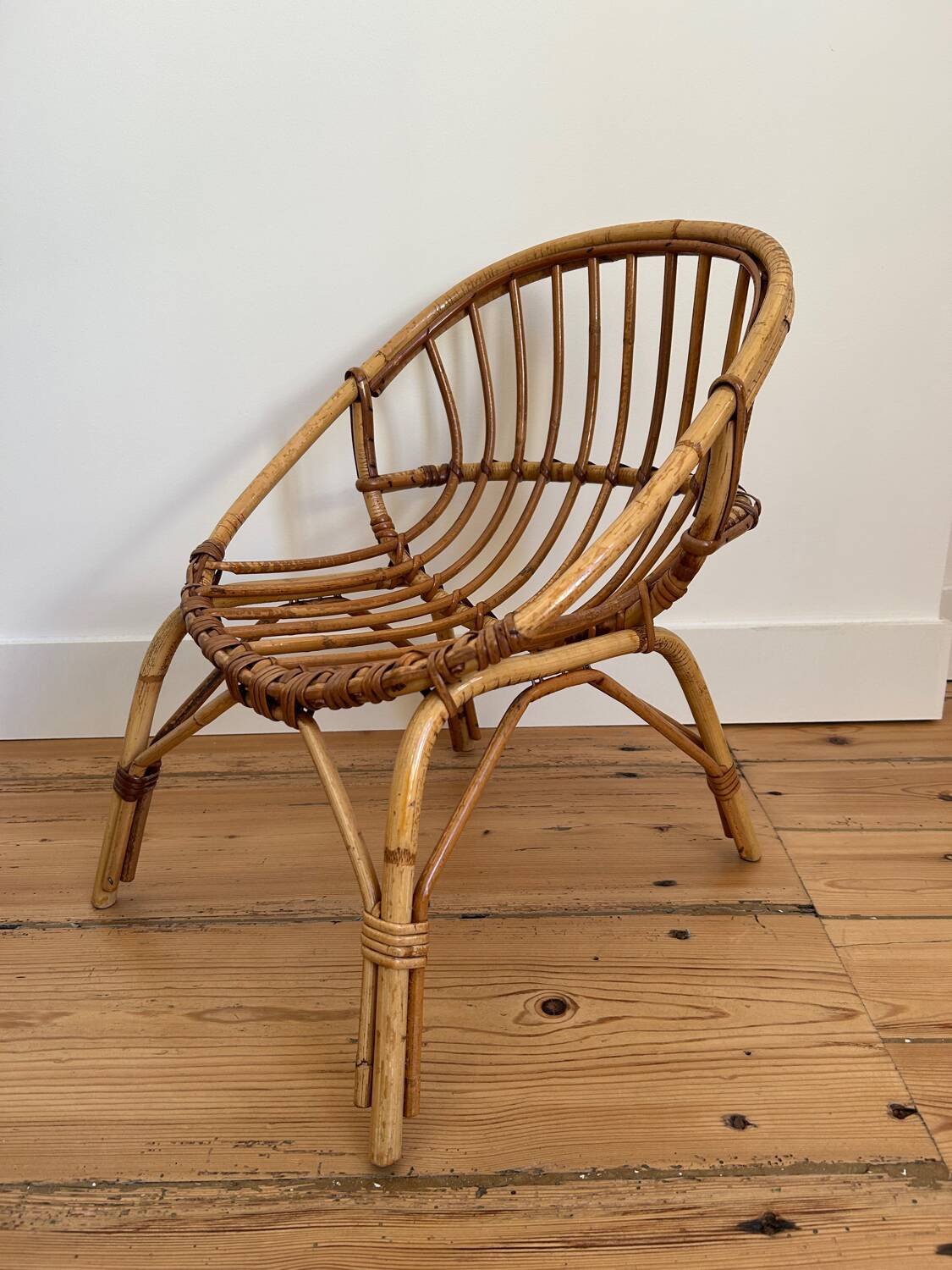 Vintage rattan armchair for children