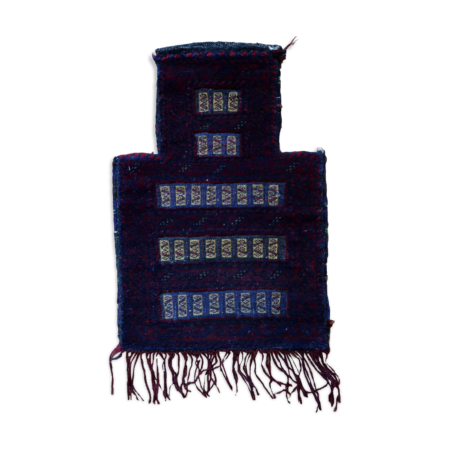 Vintage afghan Baluch handmade carpet, 1970s, 35cm x 50cm