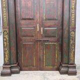 Porte indienne ancienne en teck pièce et patine d'origine