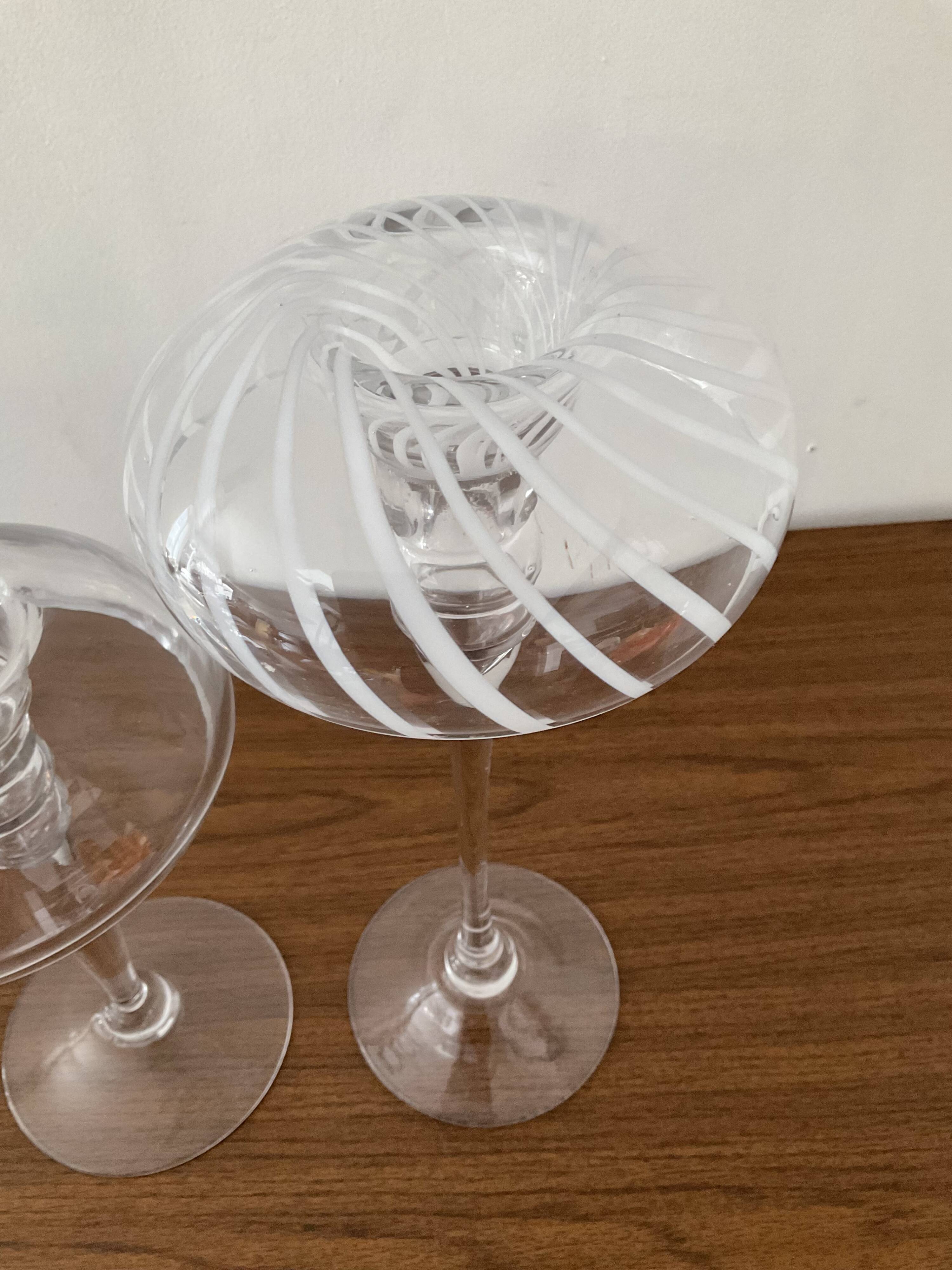 Pair of candle holders in glass paste