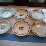 Assorted 12 dominant old brown/black plates