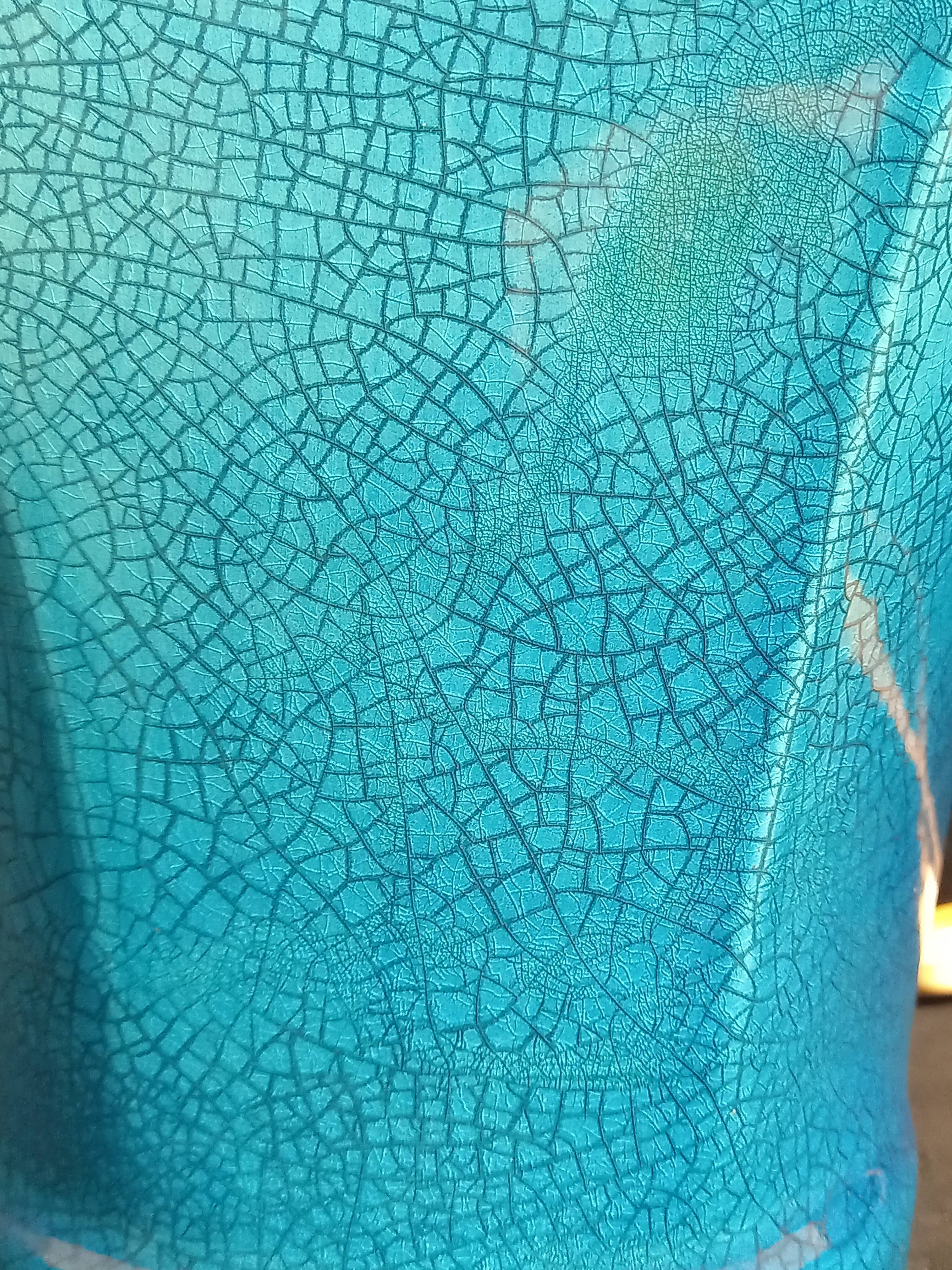 Table lamp foot in cracked turquoise earthenware