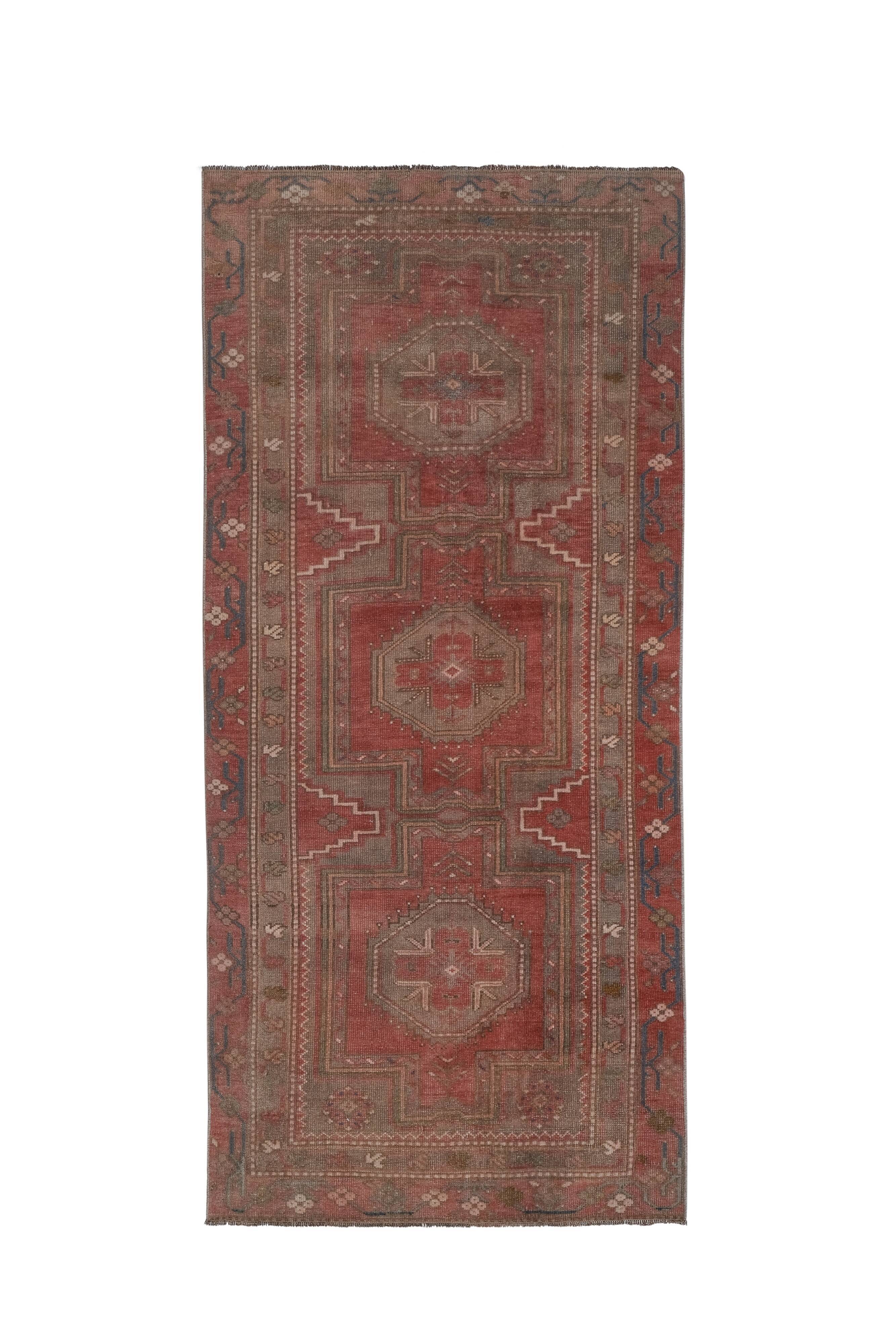 Vintage tribal geometric caucasian runner rug hand-knotted oriental carpet