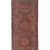 Vintage tribal geometric caucasian runner rug hand-knotted oriental carpet