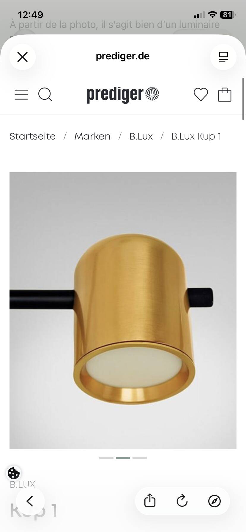 Suspension B Lux black and gold in brass