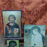 Set of 3 paintings reproduction of religious icons on wood