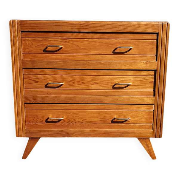 Commode en pin années 60 pieds compas