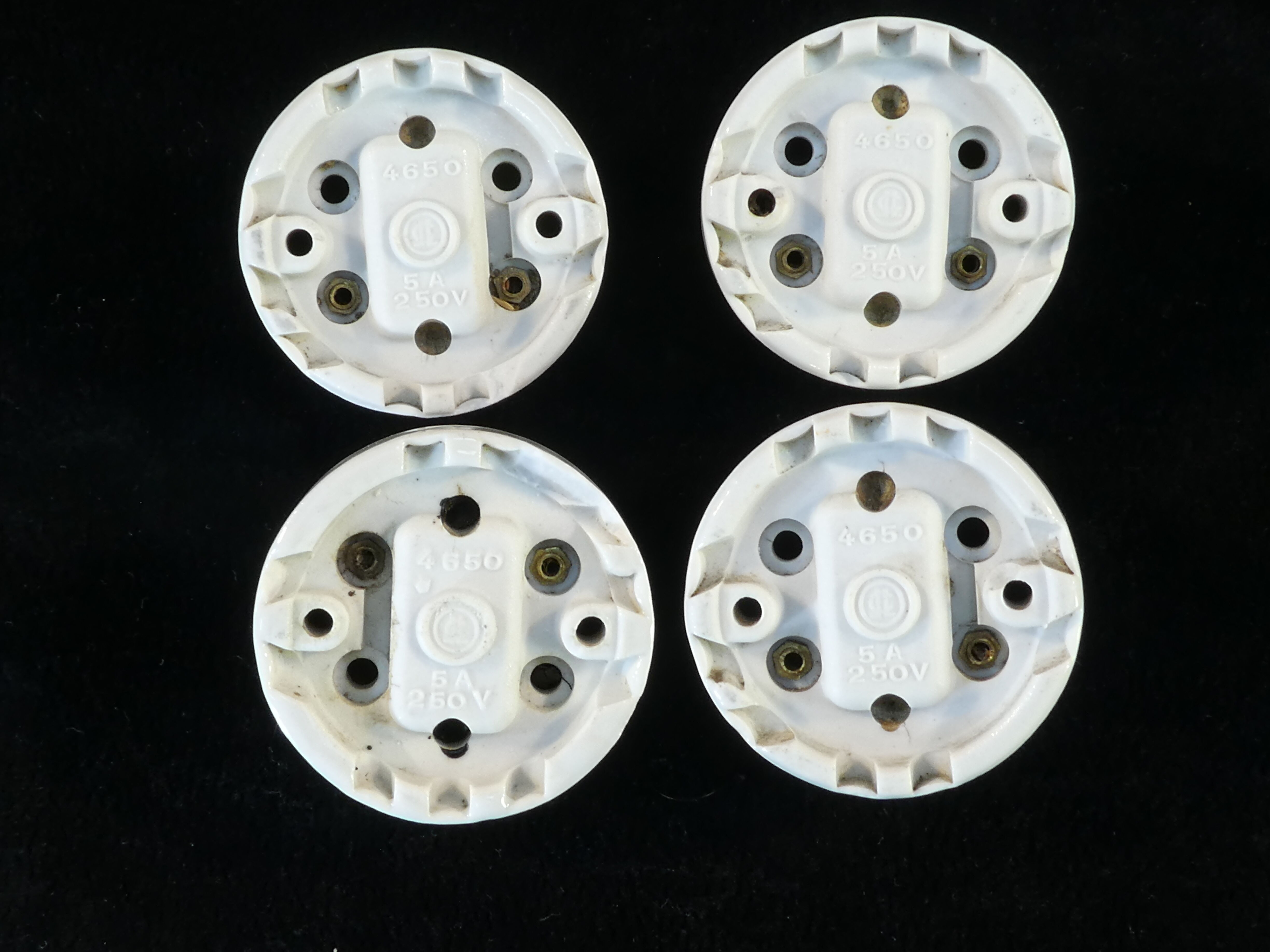 Set of 4 old porcelain and chrome switches