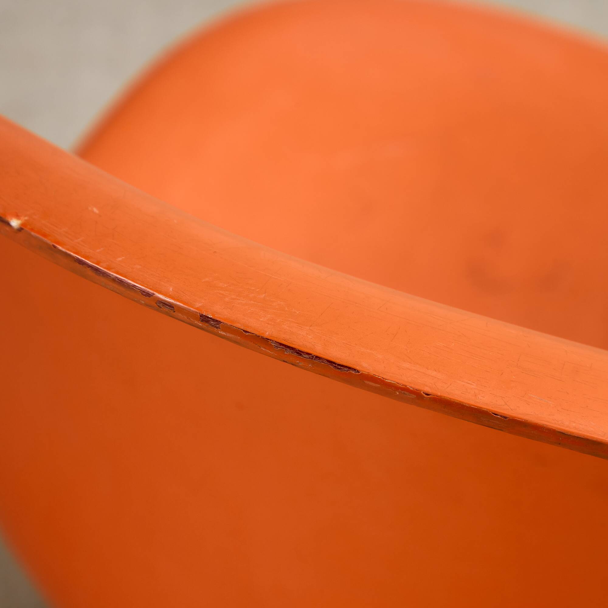 Set of Single-base Orange Molded Chairs, 1970s