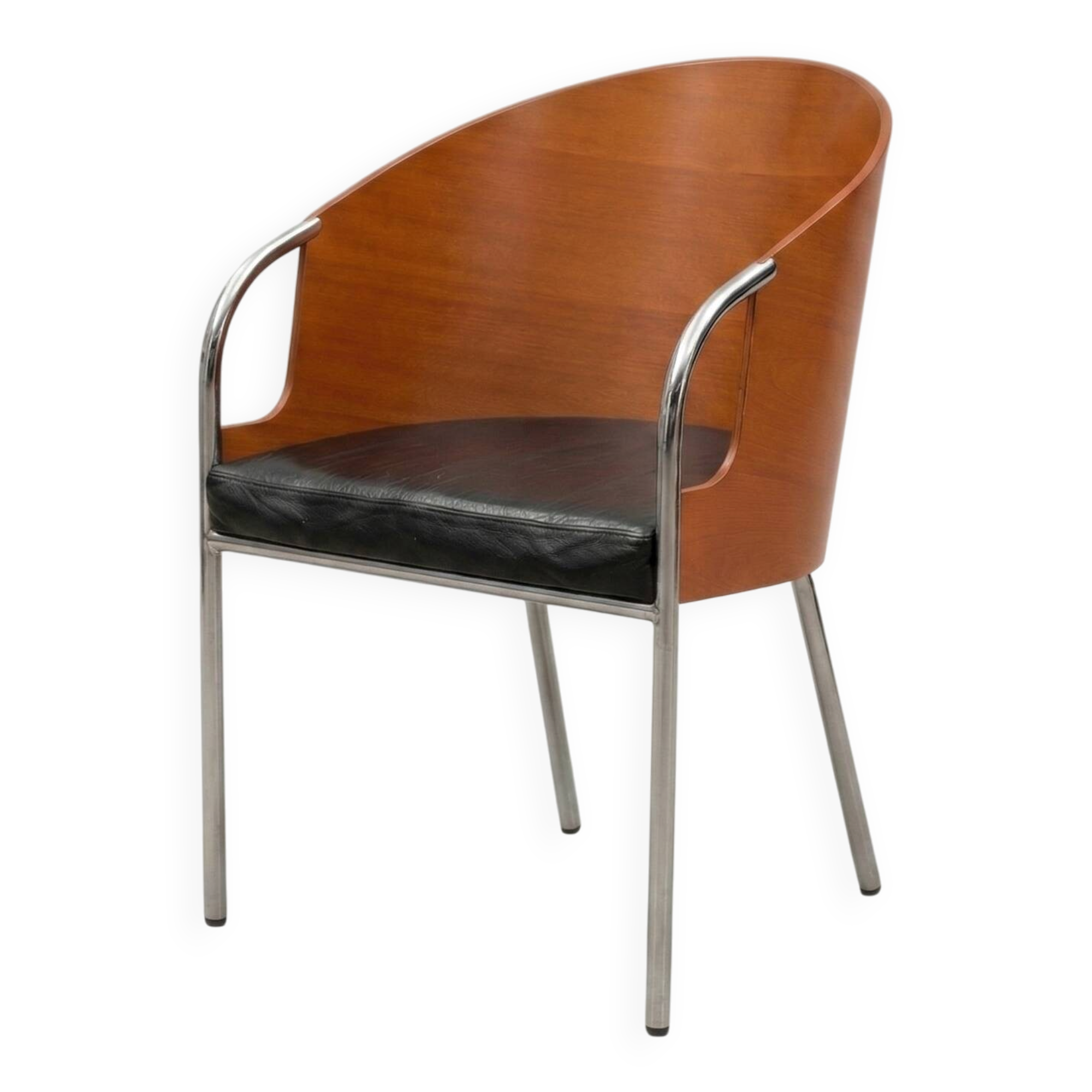 Calligaris armchair – curved wood & chrome, Italian design (x3 available)