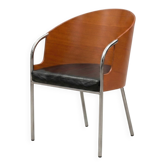 Calligaris armchair – curved wood & chrome, Italian design (x3 available)