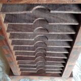 Small wooden shelf decorated brass to store audio cassettes "K7"