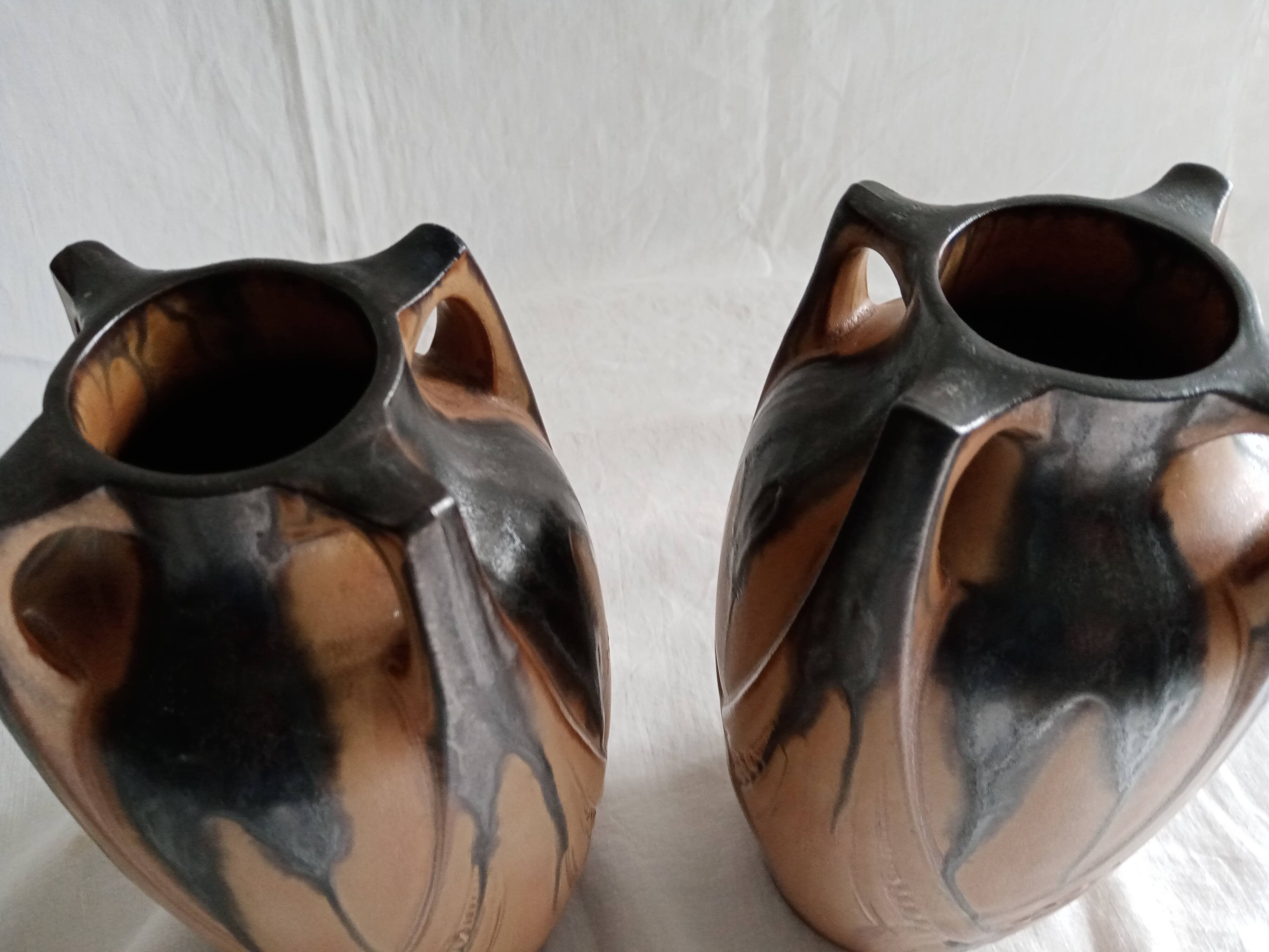 Pair of Art Deco vases signed Denbac