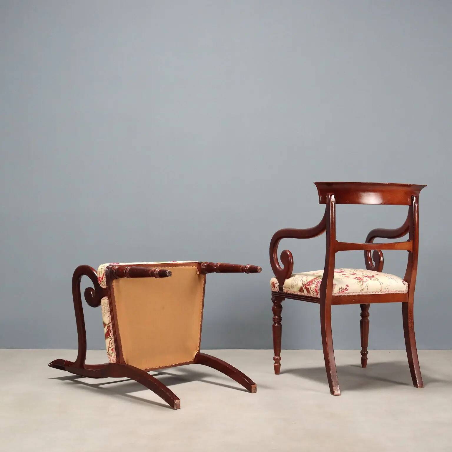 Antique Louis-Philippe armchairs in painted beech, 20th century