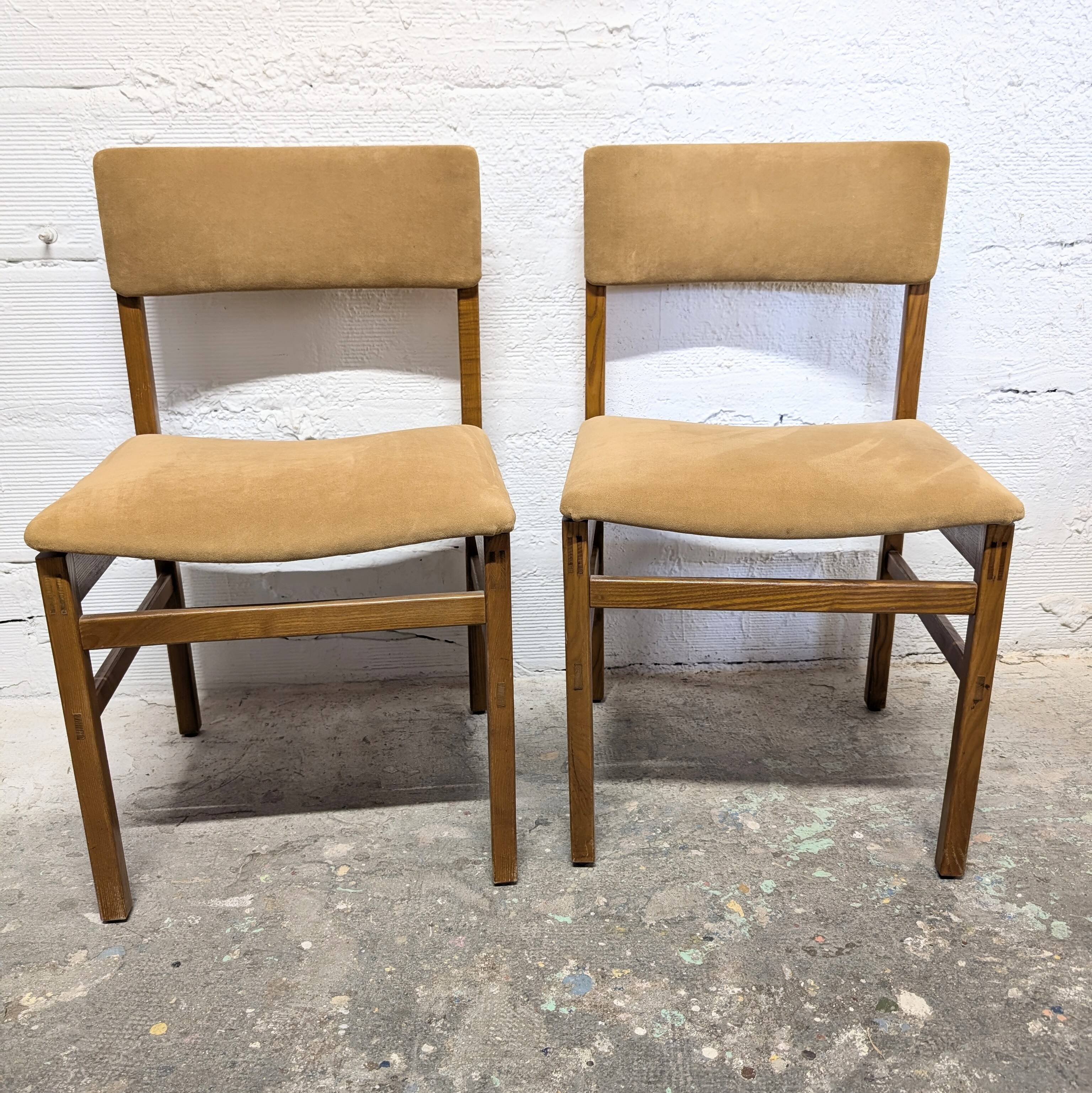 Pair of vintage velvet and wood chairs