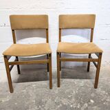 Pair of vintage velvet and wood chairs
