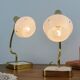 Set of 2 Vintage Mid-Century Table Lamps With Brass Stems And White Shades