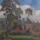 Original 1931 French landscape oil painting by M. Alba