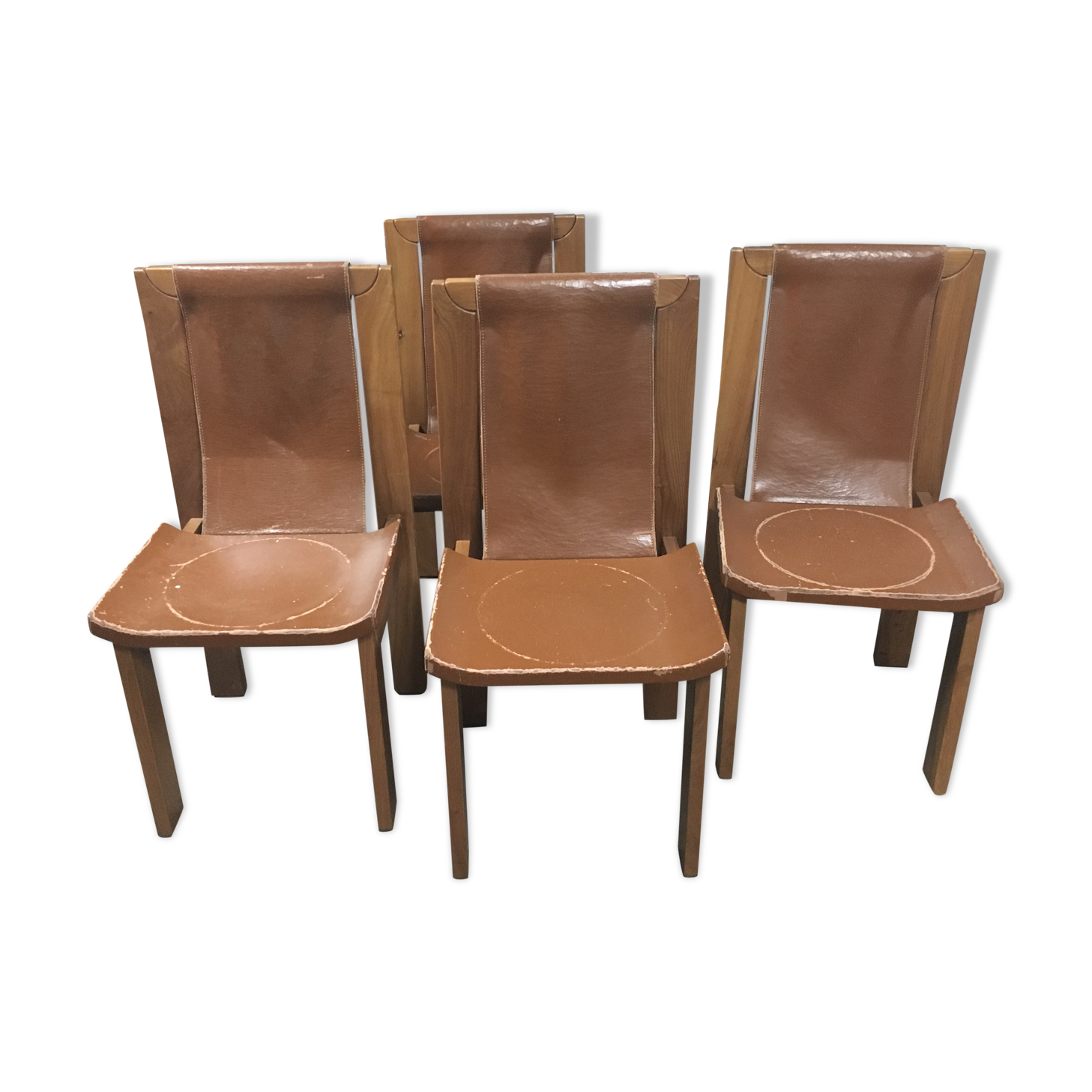 4 chaises cuir et bois