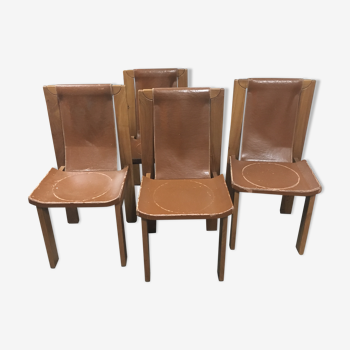 4 chaises cuir et bois