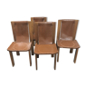 4 leather and wood chairs