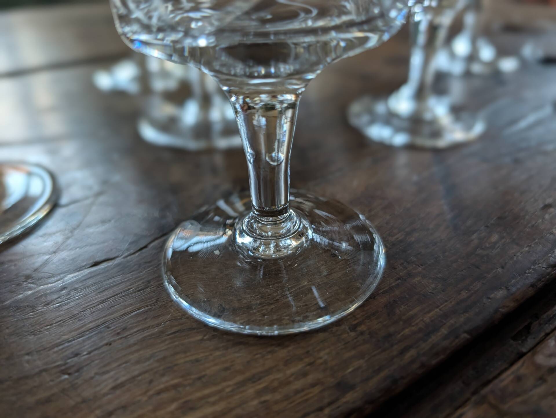 12 cut crystal glasses on stems – 1930s-1950s