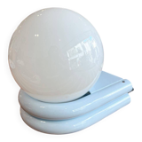 Vintage light blue metal wall lamp with globe