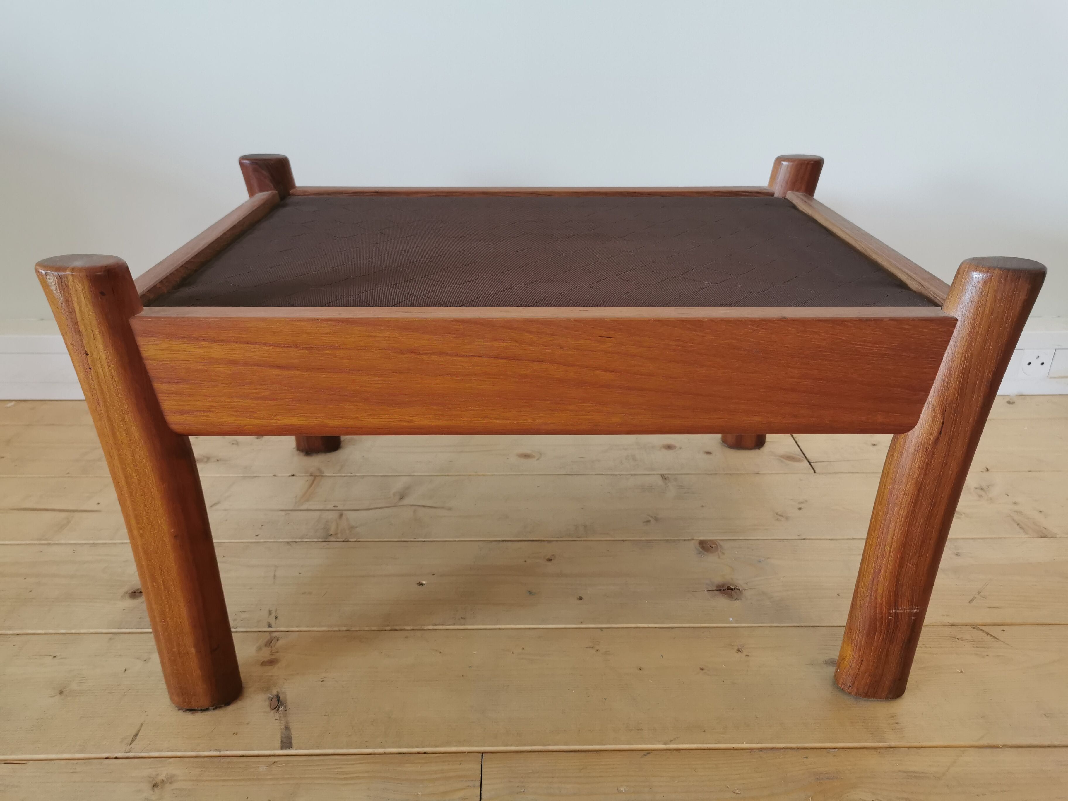 Pair of Dyrlund leather footrest 60s leather