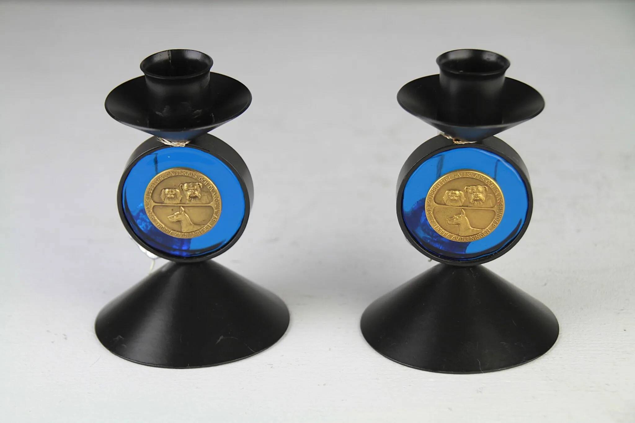 Bougeoirs avec verre Lindshammar Gunnar Ander pour Ystad-Metall — Suède, années 1960