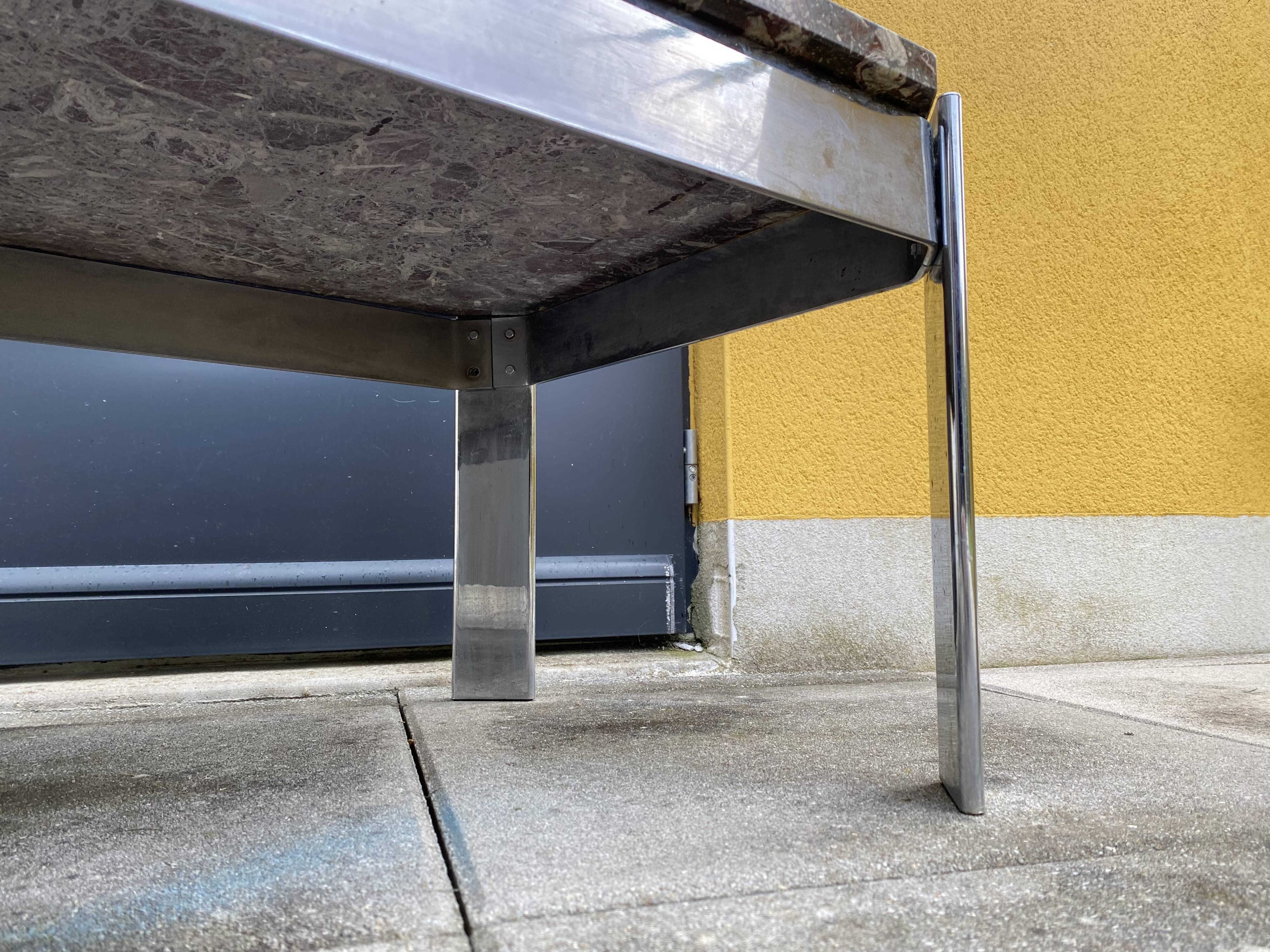 Vintage coffee table 70s marble top & chrome legs