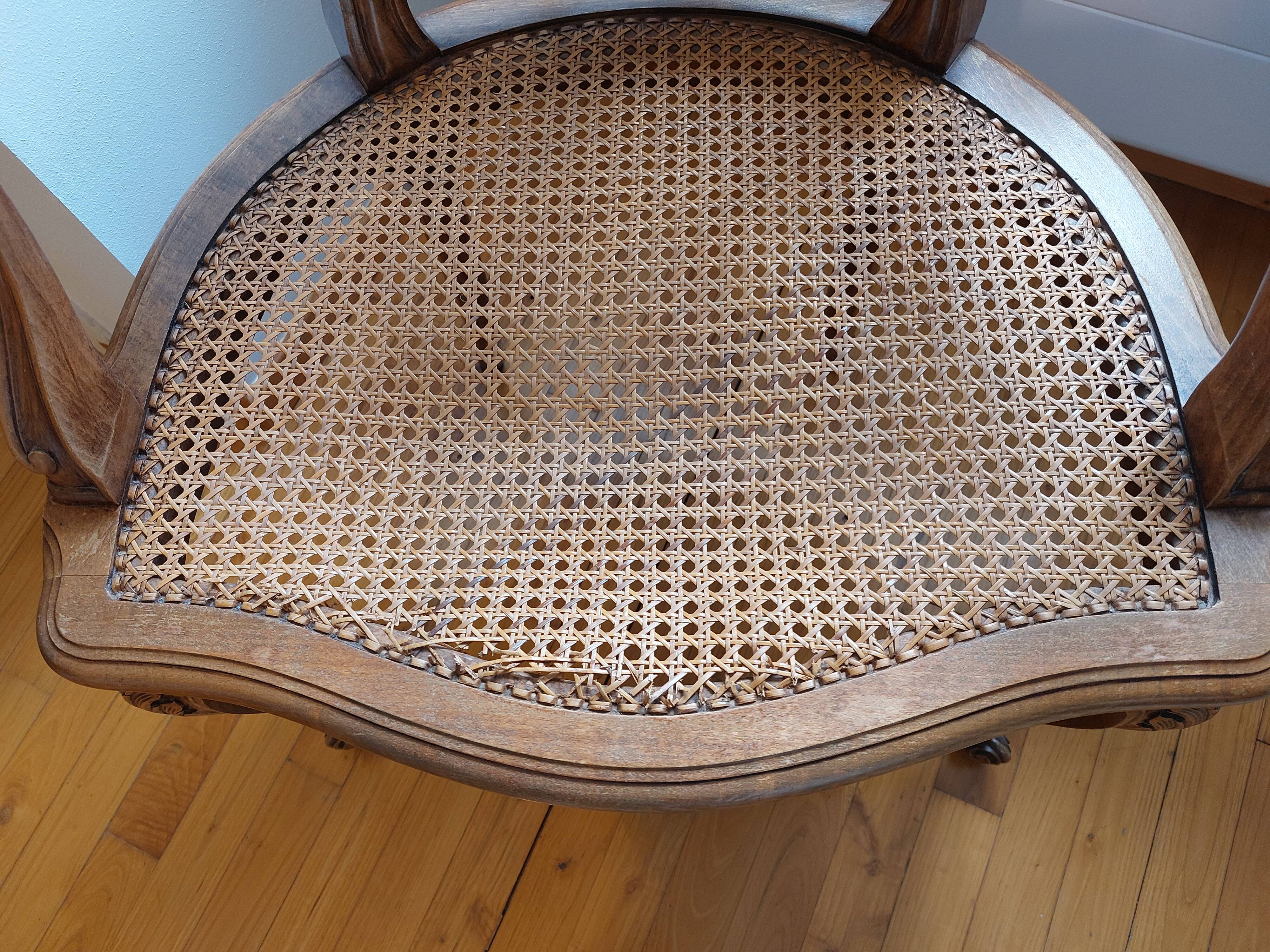 Louis XV style caned armchair