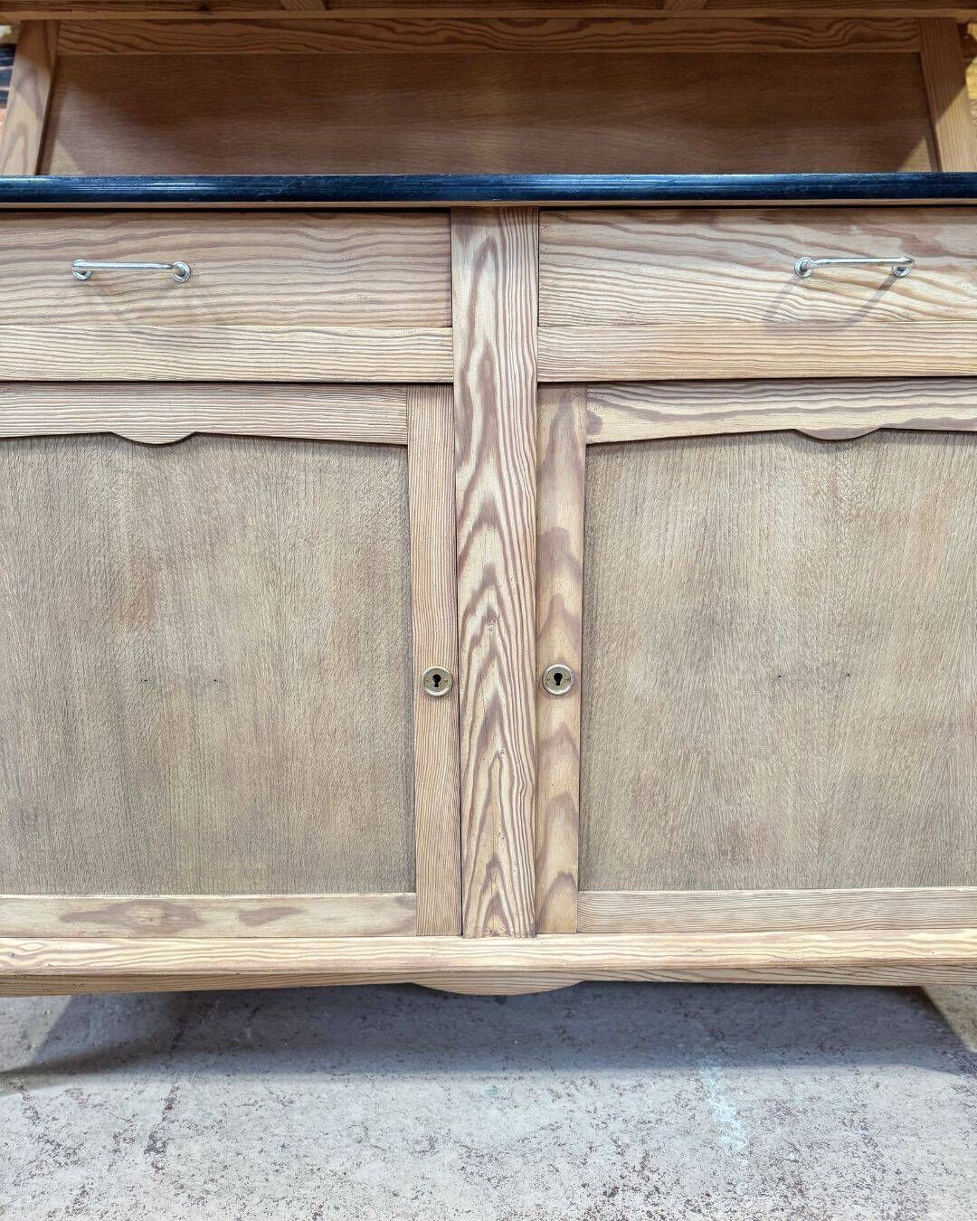Small vintage wooden kitchen buffet from the 1960s.