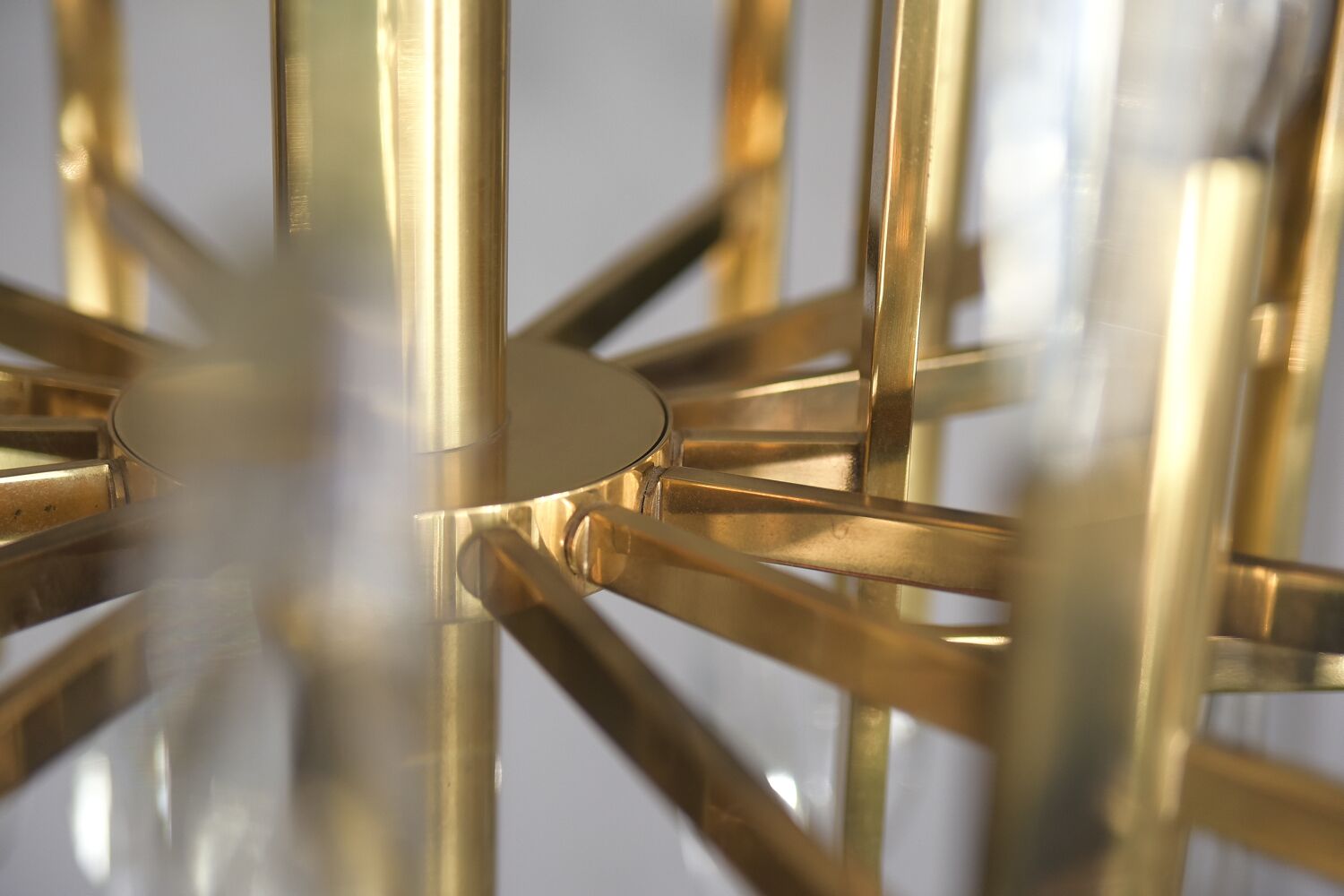 Italian brass chandelier with glass icicles from Sciolari, 1970