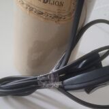 Lamp bottle in gres lampshade in black raffia