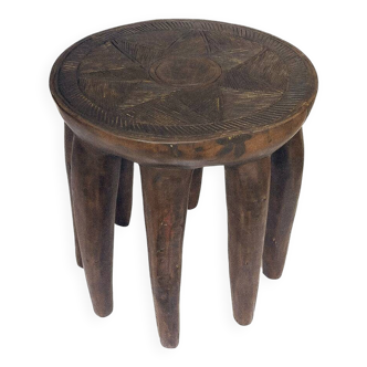 Grand Tabouret Nupe 8 pieds 50 cm– Sculpture tribale en bois massif, pièce